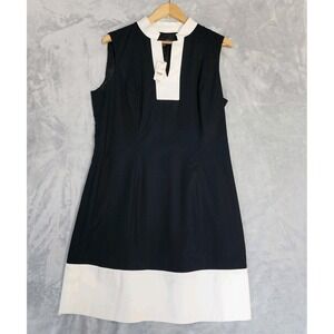 Brooks Brothers Dress Womens Size 14 Navy Blue Mandarin Collar Side Zip NEW NWT